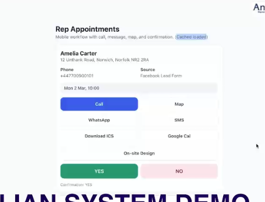Anglian Home Improvements Rep System Demo